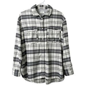 American Eagle Womens Flannel Shirt Plaid Oversized Snap Small